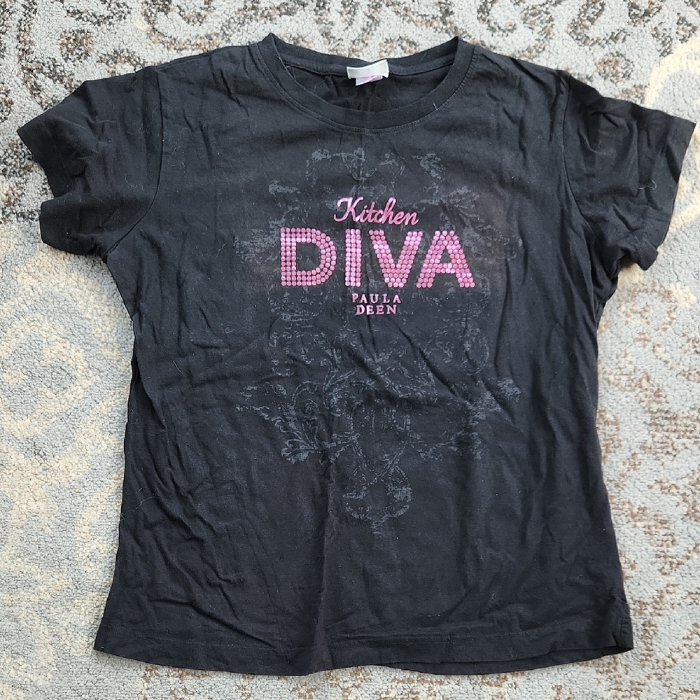 Paula Deen Kitchen Diva Short Sleeve T-Shirt Black Large